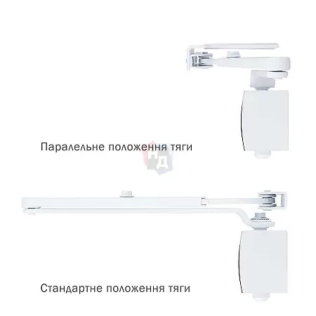 Доводчик дверной накладной RYOBI LIM D-1200 EN2/3/4 BC WHITE белый универсальная тяга (80кг)