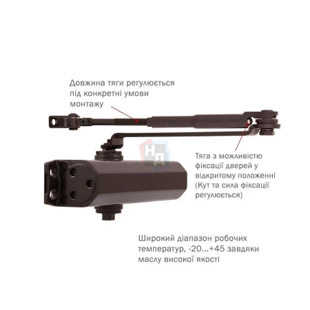 Доводчик дверной накладной RYOBI DS-1554 EN2/3/4 DARK_BRONZE коричневый стандартная тяга (80кг)