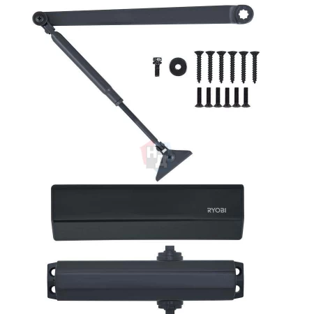 Доводчик дверной накладной RYOBI D-1554 EN2/3/4 GREY_ANTHRACITE серый стандартная тяга (80кг)