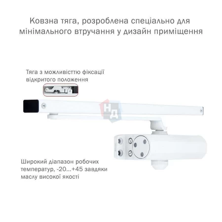 Доводчик дверной накладной RYOBI S-8850T EN2 GLOSSY_WHITE белый скользящая тяга (45кг)