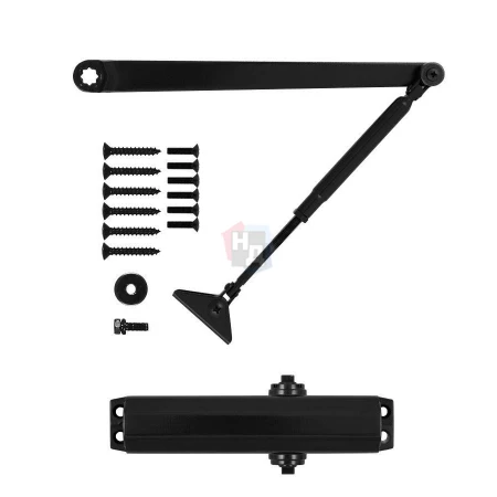 Доводчик дверной накладной RYOBI D-1504 EN2/3/4 BLACK черный стандартная тяга (80кг)