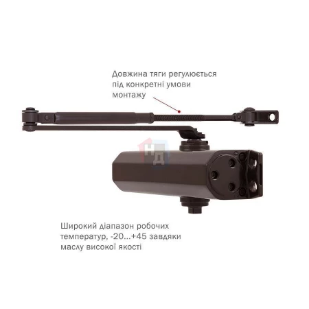 Доводчик дверной накладной RYOBI D-2005V EN3/4/5 BC DARK_BRONZE коричневый стандартная тяга (100кг)