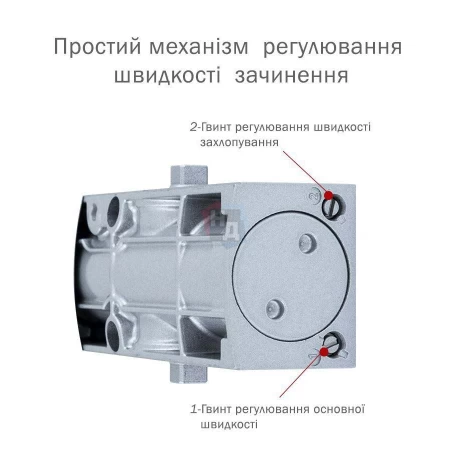 Доводчик дверной накладной RYOBI LIM DS-1200T EN2 SILVER хром скользящая тяга (40кг)
