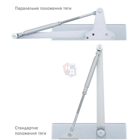 Доводчик дверной накладной RYOBI D-2550 EN1-4 BC SILVER хром универсальная тяга (80кг)