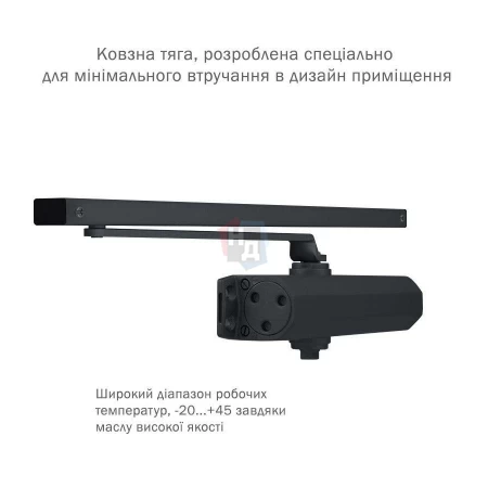 Доводчик дверной накладной RYOBI D-2050T EN3 BC BLACK черный скользящая тяга (60кг)