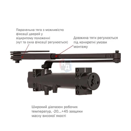 Доводчик дверной накладной RYOBI DS-4550 EN2-7+ DARK_BRONZE коричневый параллельная тяга (200кг)