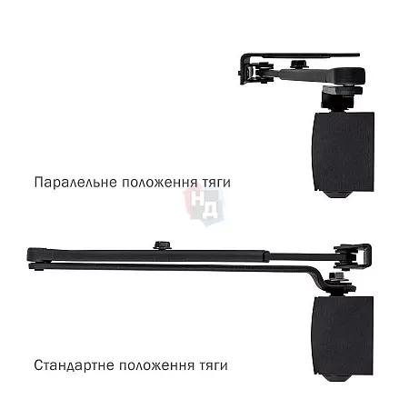 Доводчик дверной накладной RYOBI LIM D-1200 EN2/3/4 BLACK черный универсальная тяга (80кг)