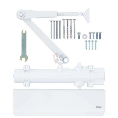 Доводчик дверной накладной RYOBI DS-4550 EN2-7+ WHITE белый стандартная тяга (200кг)