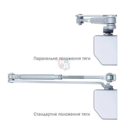 Доводчик дверной накладной RYOBI D-2550 EN1-4 BC SILVER хром универсальная тяга (80кг)