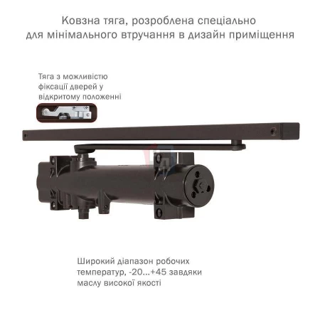 Доводчик дверной накладной RYOBI DS-4550 EN4 DARK_BRONZE коричневый скользящая тяга (80кг)
