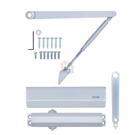 Доводчик дверной накладной RYOBI D-2055V EN3/4/5 BC SILVER хром стандартная тяга (100кг)