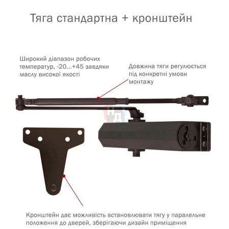 Доводчик дверной накладной RYOBI D-3550 EN2-5 DARK_BRONZE коричневый универсальная тяга (100кг)