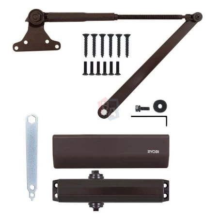 Доводчик дверной накладной RYOBI DS-1554 EN2/3 DARK_BRONZE коричневый параллельная тяга (60кг)