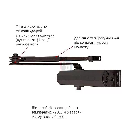 Доводчик дверной накладной RYOBI DS-3550 EN2-5 DARK_BRONZE коричневый стандартная тяга (100кг)