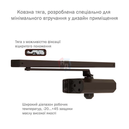 Доводчик дверной накладной RYOBI S-8850T EN2 DARK_BRONZE коричневый скользящая тяга (45кг)