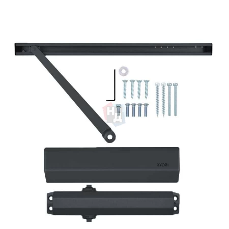 Доводчик дверной накладной RYOBI D-2050T EN3 BC BLACK черный скользящая тяга (60кг)