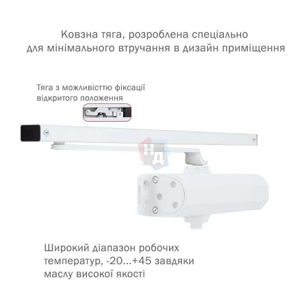 Доводчик дверной накладной RYOBI DS-2050T EN3 BC GLOSSY_WHITE белый скользящая тяга (60кг)