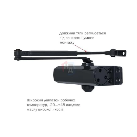 Доводчик дверной накладной RYOBI LIM 9903 EN2/3 GREY_ANTHRACITE серый стандартная тяга (65кг)