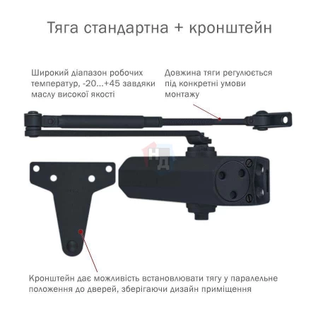 Доводчик дверной накладной RYOBI D-2005V EN3/4/5 BC GREY_ANTHRACITE серый универсальная тяга (100кг)
