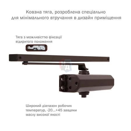 Доводчик дверной накладной RYOBI DS-2050T EN3 BC DARK_BRONZE коричневый скользящая тяга (60кг)