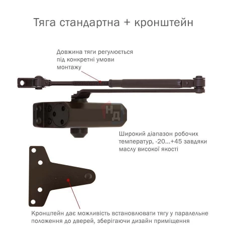Доводчик дверной накладной RYOBI 8803 EN2/3 DARK_BRONZE коричневый универсальная тяга (65кг)