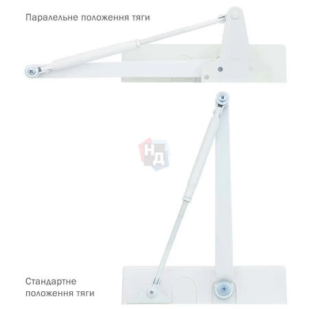 Доводчик дверной накладной RYOBI D-1554 EN2/3/4 GLOSSY_WHITE белый универсальная тяга (80кг)