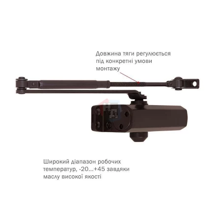 Доводчик дверной накладной RYOBI LIM 9903 EN2/3 DARK_BRONZE коричневый стандартная тяга (65кг)