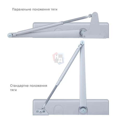 Доводчик дверной накладной RYOBI D-3550 EN2-5 SILVER хром универсальная тяга (100кг)
