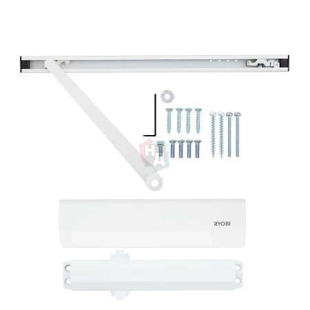 Доводчик дверной накладной RYOBI DS-2050T EN3 BC GLOSSY_WHITE белый скользящая тяга (60кг)