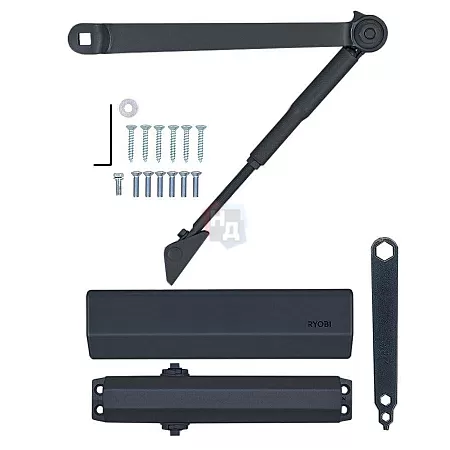 Доводчик дверной накладной RYOBI DS-2550 EN1-4 BC GREY_ANTHRACITE серый стандартная тяга (80кг)