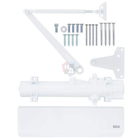 Доводчик дверной накладной RYOBI D-4550 EN2-7+ WHITE белый универсальная тяга (200кг)