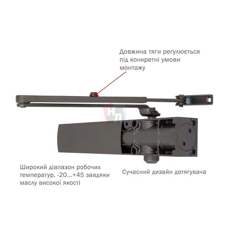 Доводчик дверной накладной RYOBI LIM D-1200 EN2/3/4 METALLIC_BRONZE коричневый стандартная тяга (80кг)