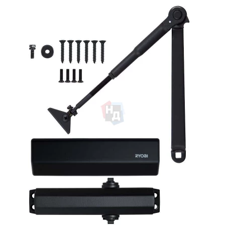 Доводчик дверной накладной RYOBI DS-1554 EN2/3/4 BLACK черный стандартная тяга (80кг)