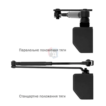Доводчик дверной накладной RYOBI D-1554 EN2/3/4 BLACK черный универсальная тяга (80кг)