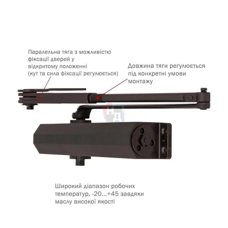 Доводчик дверной накладной RYOBI DS-3550 EN1-5 DARK_BRONZE коричневый параллельная тяга (100кг)