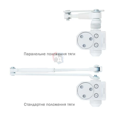 Доводчик дверной накладной RYOBI 8803 EN2/3 GLOSSY_WHITE белый универсальная тяга (65кг)