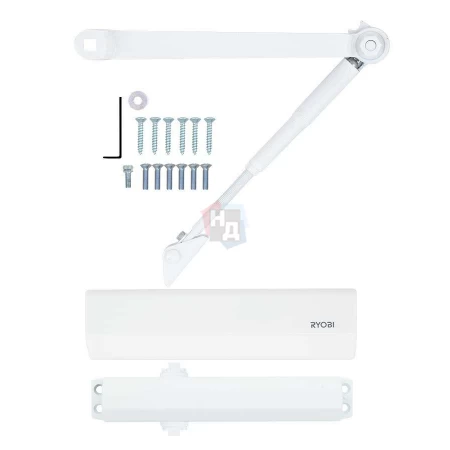 Доводчик дверной накладной RYOBI DS-2055V EN3/4/5 BC GLOSSY_WHITE белый стандартная тяга (100кг)