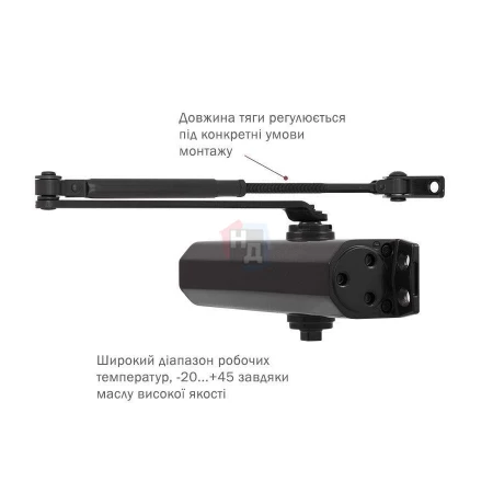 Доводчик дверной накладной RYOBI D-2005V EN3/4/5 BC GREY_ANTHRACITE серый стандартная тяга (100кг)