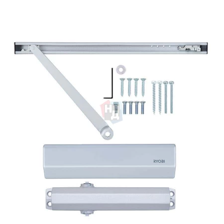 Доводчик дверной накладной RYOBI DS-2050T EN3 BC SILVER хром скользящая тяга (60кг)