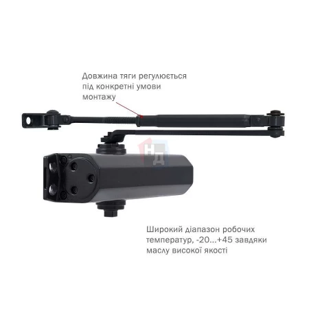 Доводчик дверной накладной RYOBI D-1554 EN2/3/4 GREY_ANTHRACITE серый стандартная тяга (80кг)