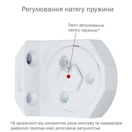Доводчик дверной накладной RYOBI DS-3550 EN2-5 WHITE белый стандартная тяга (100кг)