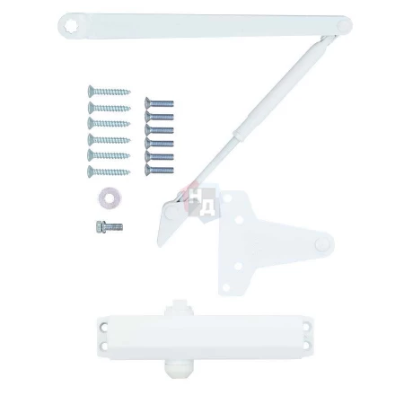 Доводчик дверной накладной RYOBI D-1504 EN2/3/4 GLOSSY_WHITE белый универсальная тяга (80кг)