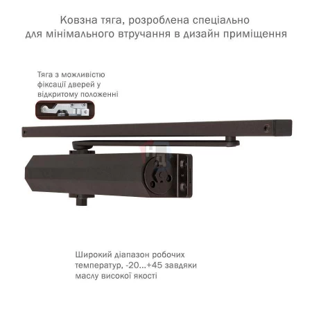Доводчик дверной накладной RYOBI DS-3550 EN1-3 DARK_BRONZE коричневый скользящая тяга (65кг)