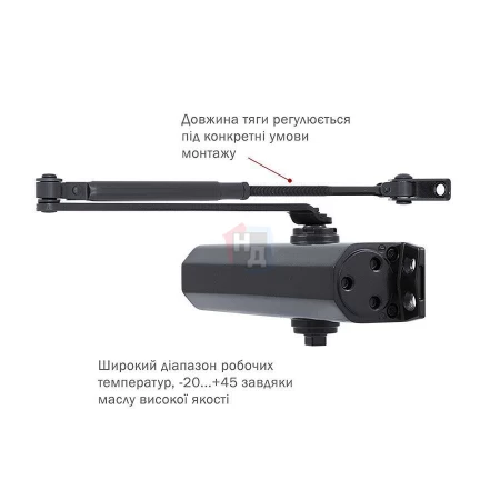 Доводчик дверной накладной RYOBI D-2550 EN1-4 BC GREY_ANTHRACITE серый стандартная тяга (80кг)