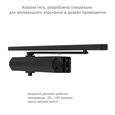 Доводчик дверной накладной RYOBI DS-3550 EN1-3 BLACK черный скользящая тяга (65кг)