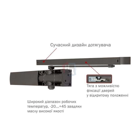 Доводчик дверной накладной RYOBI LIM DS-1200T EN2 METALLIC_BRONZE коричневый скользящая тяга (40кг)