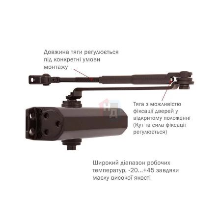 Доводчик дверной накладной RYOBI DS-2550 EN1-4 BC DARK_BRONZE коричневый стандартная тяга (80кг)