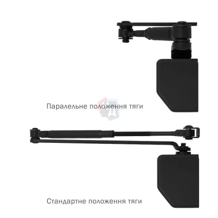 Доводчик дверной накладной RYOBI D-2550 EN1-4 BC BLACK черный универсальная тяга (80кг)
