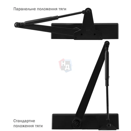 Доводчик дверной накладной RYOBI D-1554 EN2/3/4 BLACK черный универсальная тяга (80кг)
