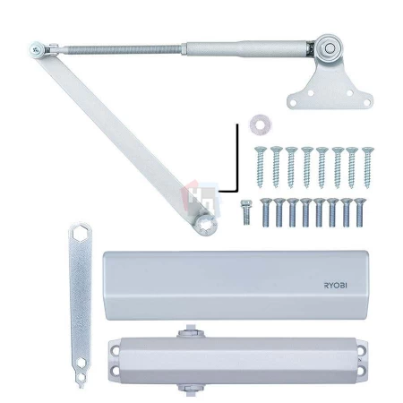 Доводчик дверной накладной RYOBI DS-2550 EN1-3 BC SILVER хром параллельная тяга (60кг)